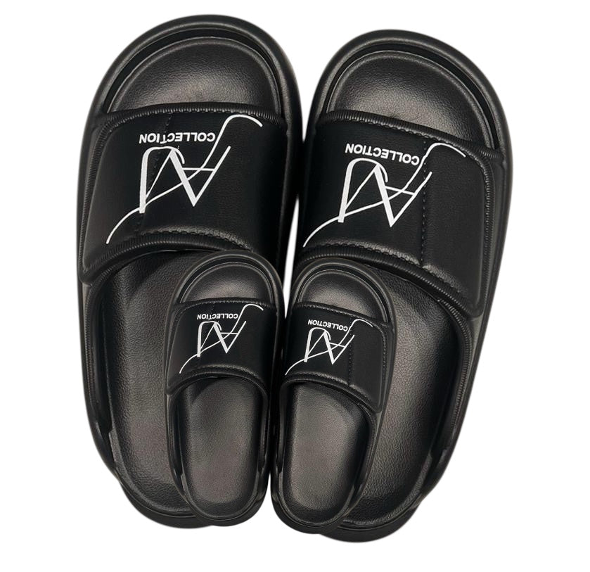 Black sandals beautiful indoor outdoor beach AVJ Collection Pillow Slides – Cloud Cushion Slippers for Women | Soft Non-Slip Comfort Sandals black
