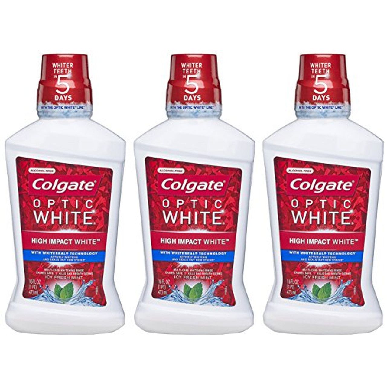 Colgate Optic White, Mouthwash, Whitening, Icy Fresh Mint, 16 Fl Oz,clean all your teeth in only 1 week use by AVj market
