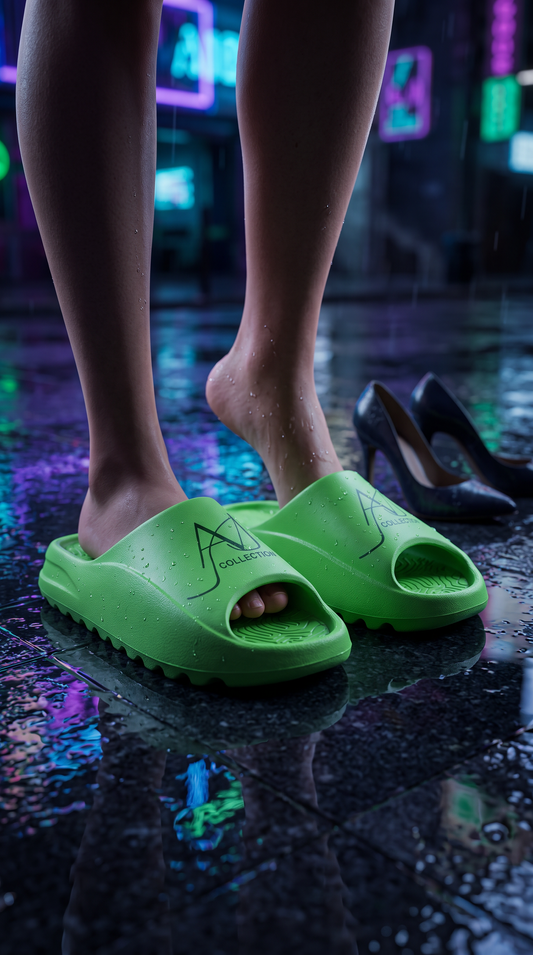 AVJ Green Recovery Slides – Cushioned Comfort for Tired Feet