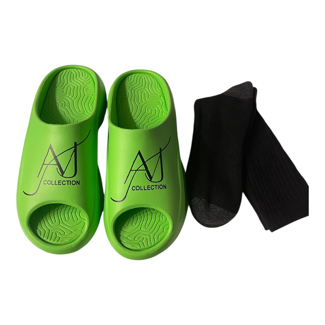 AVJ Collection Pillow Slides – Lime Green Cushioned Cloud Slippers for Women & Men