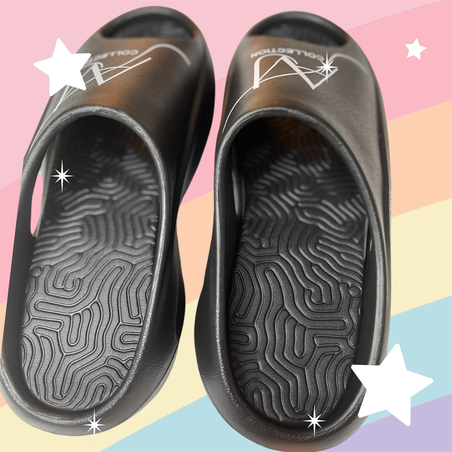 Black sandals comfortable men and women anti pain anti slip 

	•	AVJ Collection Pillow Slides – Ultra Cushioned Cloud Slippers for Women & Men