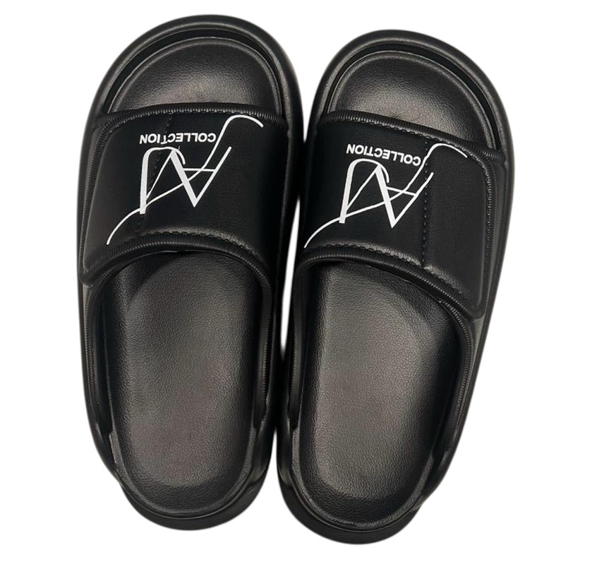 Black sandals beautiful indoor outdoor beach AVJ Collection Pillow Slides – Cloud Cushion Slippers for Women | Soft Non-Slip Comfort Sandals black