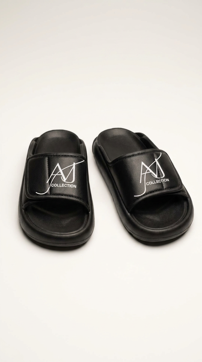 AVJ Cloud Comfort Slides – Classic Black Cushioned Everyday Slippers