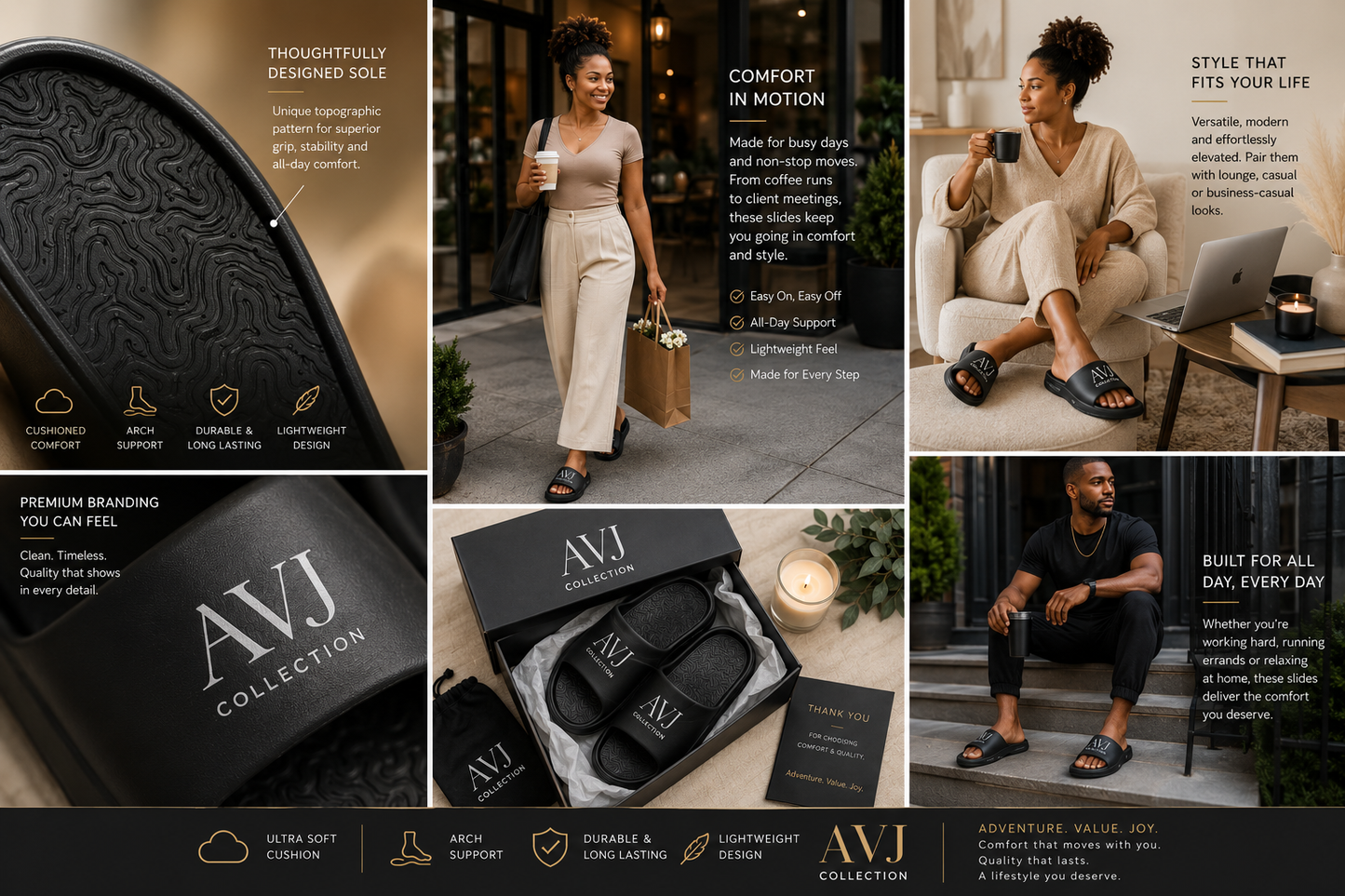 AVJ Collection Anti-Pain Recovery Slides + Cozy Socks Bundle
